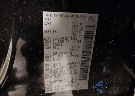 2024 Nissan Titan Sv 4X4 z USA, uszkodzony, nr VIN 1N6AA1EC3RN111245